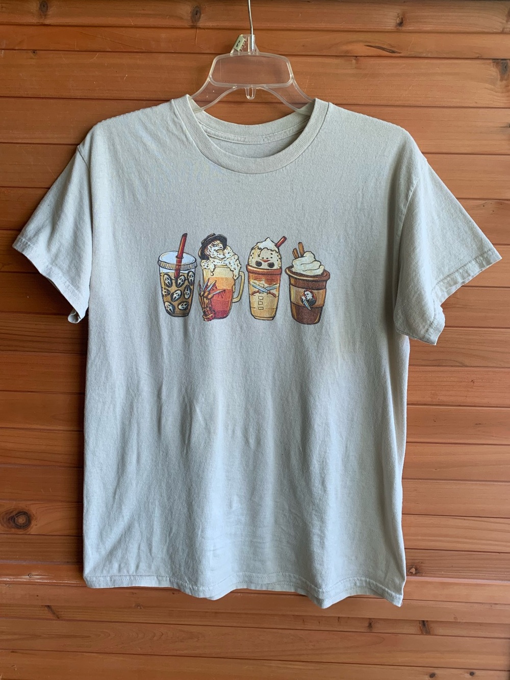 Horror Villains Coffee Drinks Graphic Tee, Medium